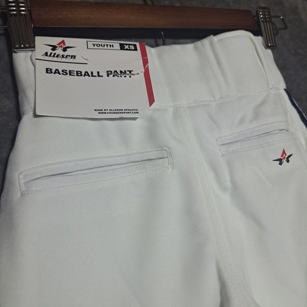 Alleson Athletic Youth XS Baseball Pants White Navy Stripe Sport Uniform